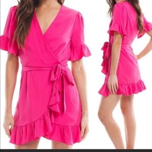 Line + dot Cherie Wrap Dress in Fuchsia